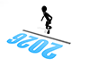 An illustration of a person standing at the starting line for 2026. The powerful pose of someone taking off represents the start of a new year, determination, and a head start. 