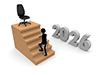 An illustration of a person climbing stairs leading to 2026. It symbolizes career advancement, promotion, and goal achievement. 