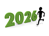 An illustration of a person running as if chasing the green number 2026. It represents goal achievement, success, and progress. 