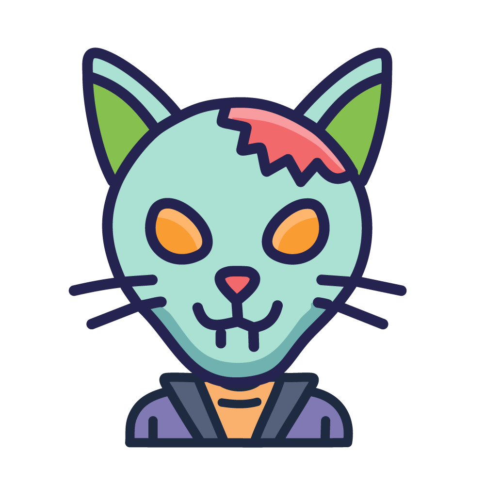 Halloween Zombie Cat Icon, Free Illustration, Transparent Background