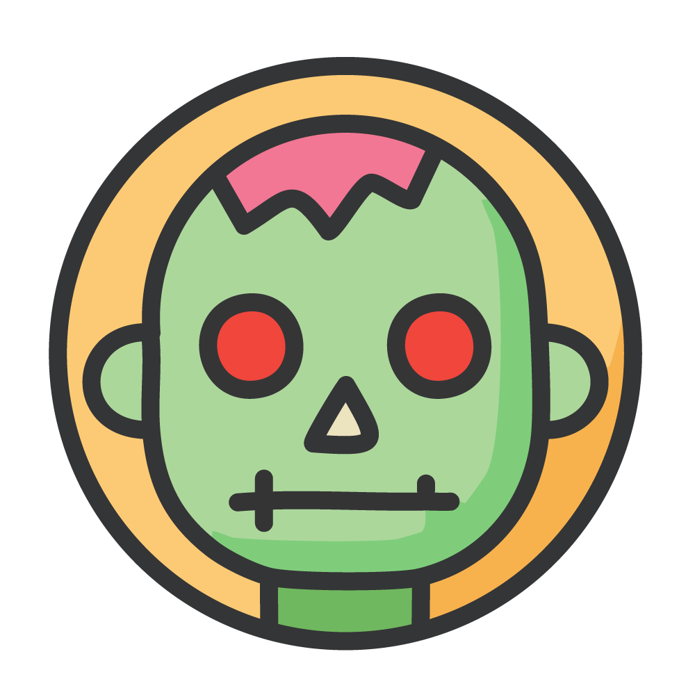 Halloween Zombie Round Icon, Free Illustration, Transparent Background