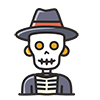 Skeleton wearing a Halloween hat, free illustration, transparent background