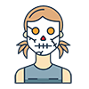 Halloween female skeleton icon, free illustration, transparent background