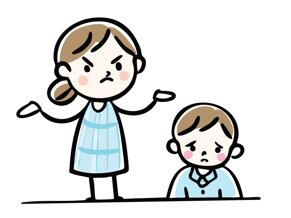 Illustration of a mother angrily scolding her child