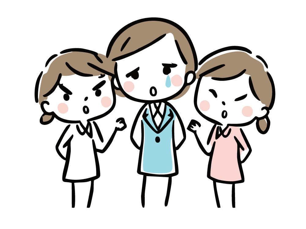 Being blamed by multiple women Illustration of a Confused Woman