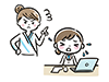 Illustration of a female boss harshly scolding a crying female subordinate
