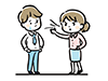 Illustration of a woman harshly blaming a man