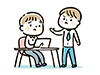 Illustration of a male boss instructing a male subordinate with a stern expression