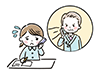 Illustration of a customer yelling down the phone and a confused female employee