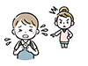 Illustration of a crying, frightened child and an angry woman pointing at them