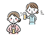  Illustration of a woman resentful after being forced to drink beer 