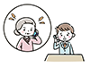 Illustration of a customer yelling on the phone and a confused male employee