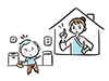 Illustration of a child running away from his angry mother