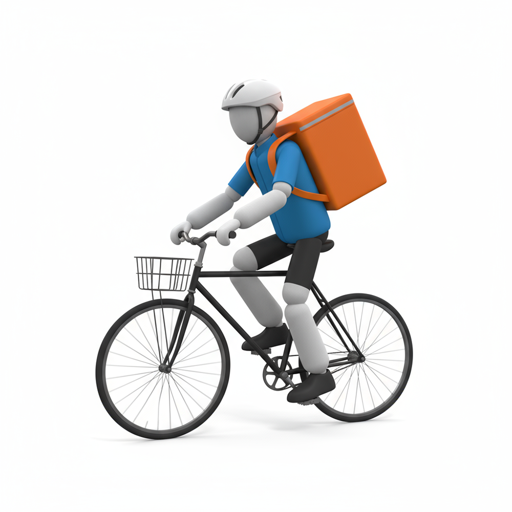 Person Making a Delivery on a Bicycle