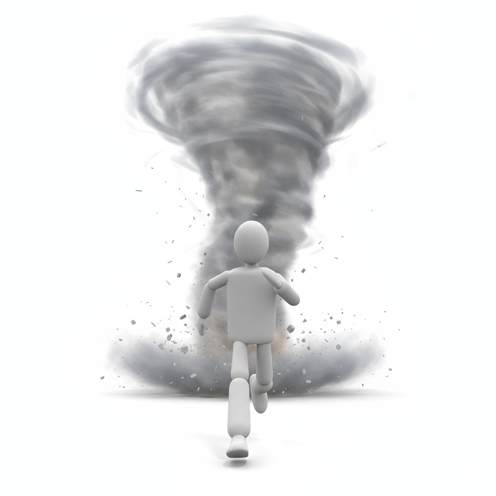 Person fleeing a tornado