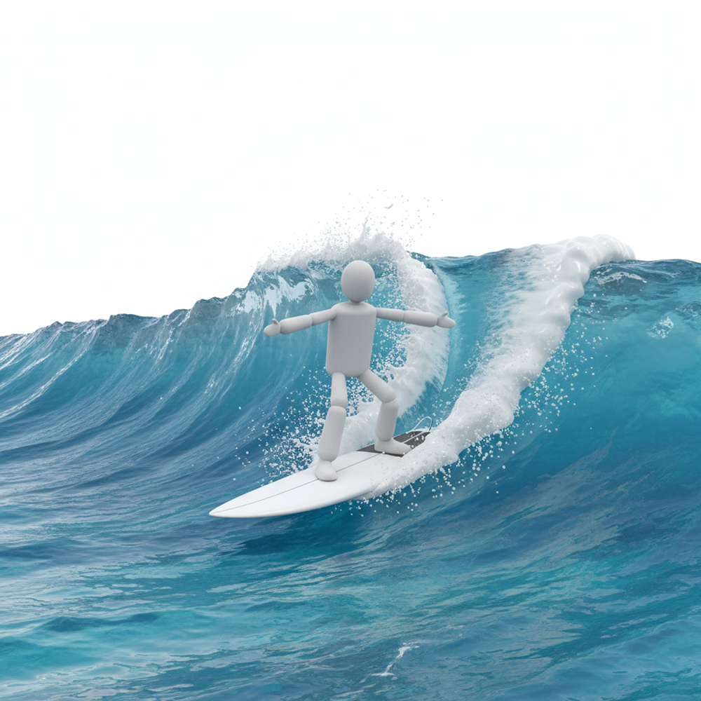 Person surfing a big wave