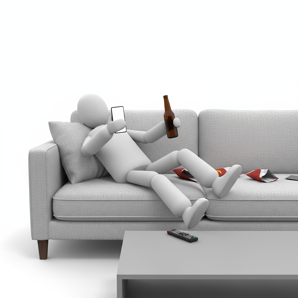 A person sitting on a sofa playing with their smartphone