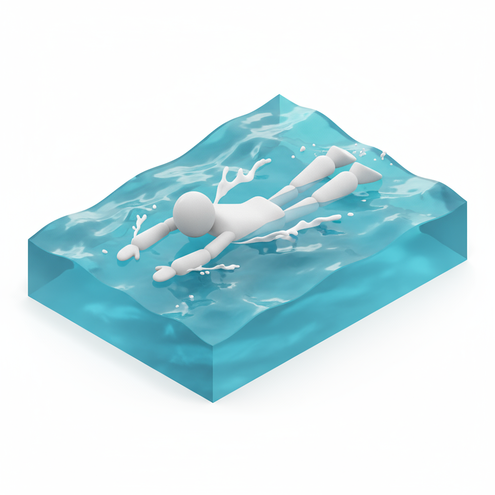 A person swimming crawl on the water surface
